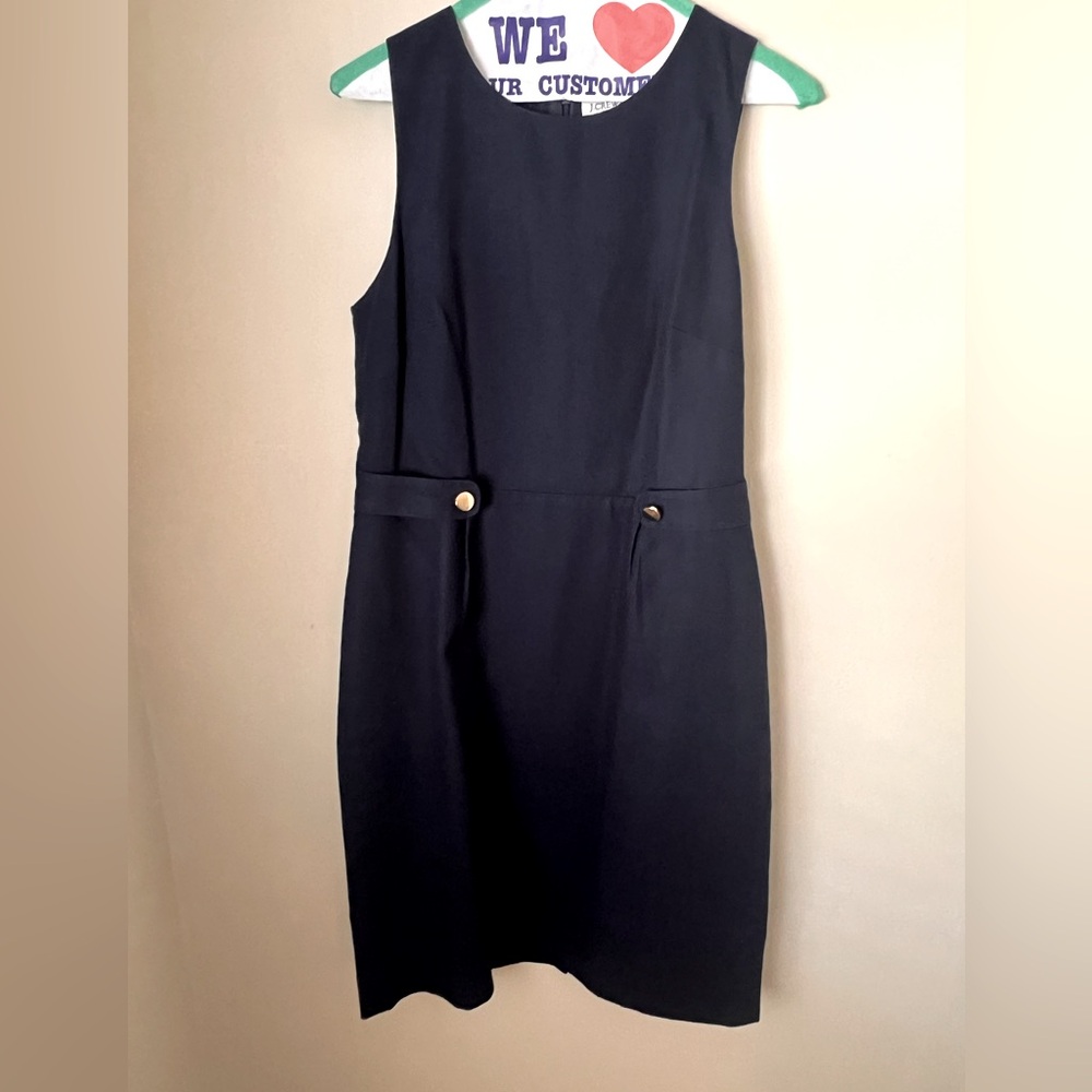 Jcrew Button Tab Navy Blue Dress